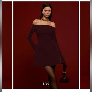 Commense Off the Shoulder Burgundy Dress